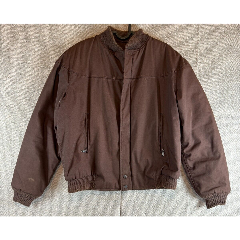 VTG Mens‎ Sz 40 (L) The Original Varsity Brown Bomber Full Zip Lined Jacket